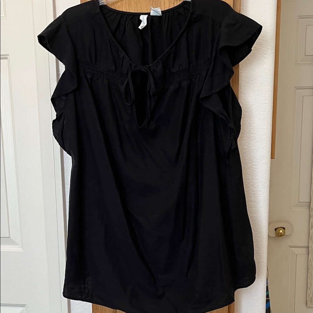 Cynthia Rowley Black Ruffle Sleeve Blouse